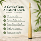 Smile Dew soft bristle bamboo toothbrush with five benefits highlighting gentle brushing, plaque removal and everyday use.