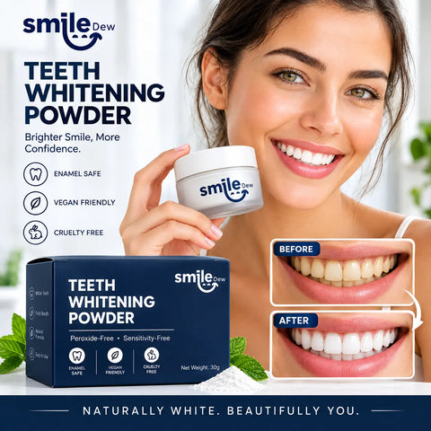 Smile Dew teeth whitening powder, enamel safe, vegan friendly and cruelty free, 30g